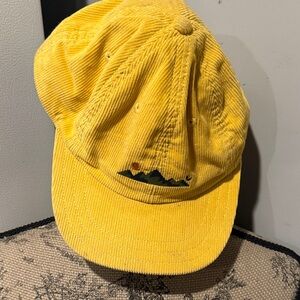 Yellow Corduroy Baseball Cap with Mountain Sun Embroidery